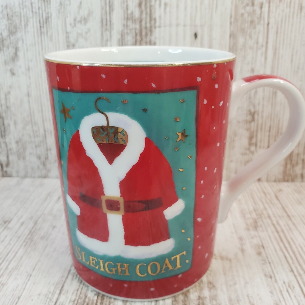 Vtg 1999 Dept 56 Santa's Clothes Coat Vest Boots Christmas Holiday Coffee Mug